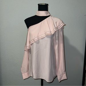 NWT Parker Bellini One-Shoulder pink Silk Blouse